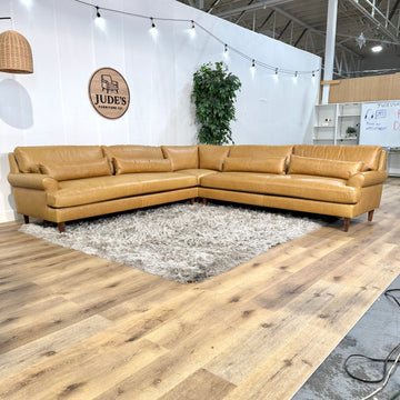 Interior Define Maxwell Leather Corner 4-Seat Sectional Sofa