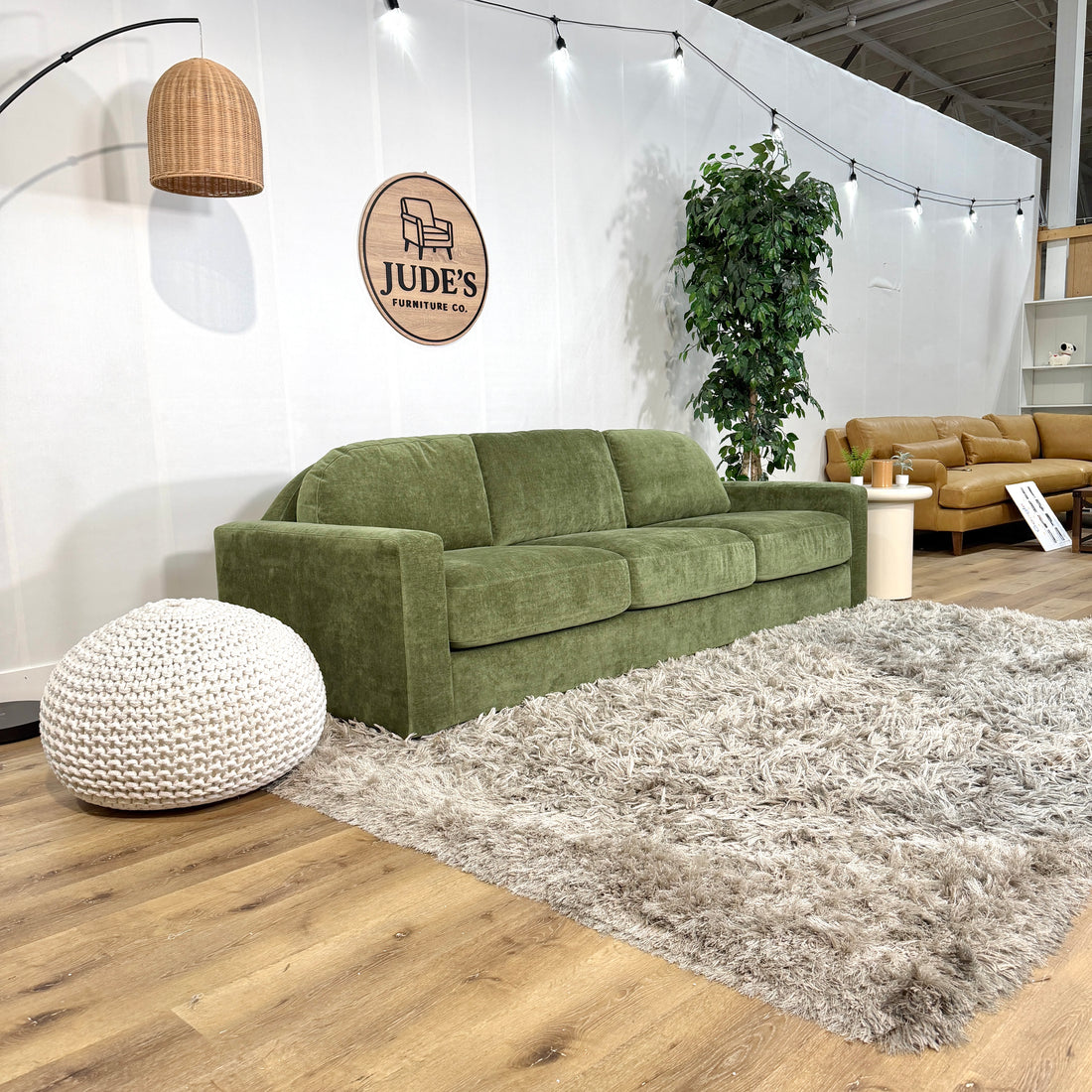 Poly & Bark Distressed Green Velvet Fano 99" Sofa