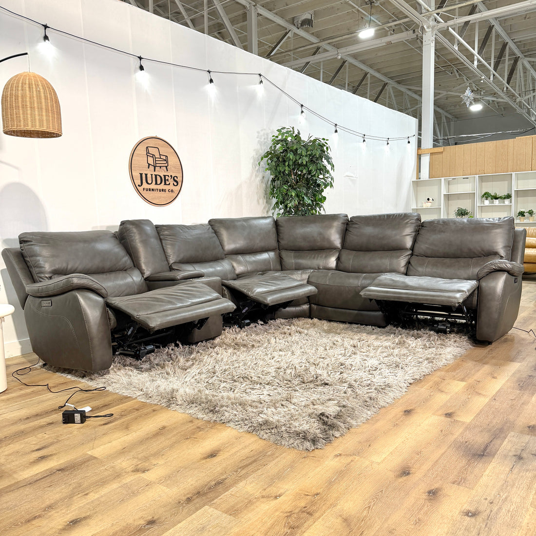 Wylder Leather Power Reclining Sectional with Power Headrests
