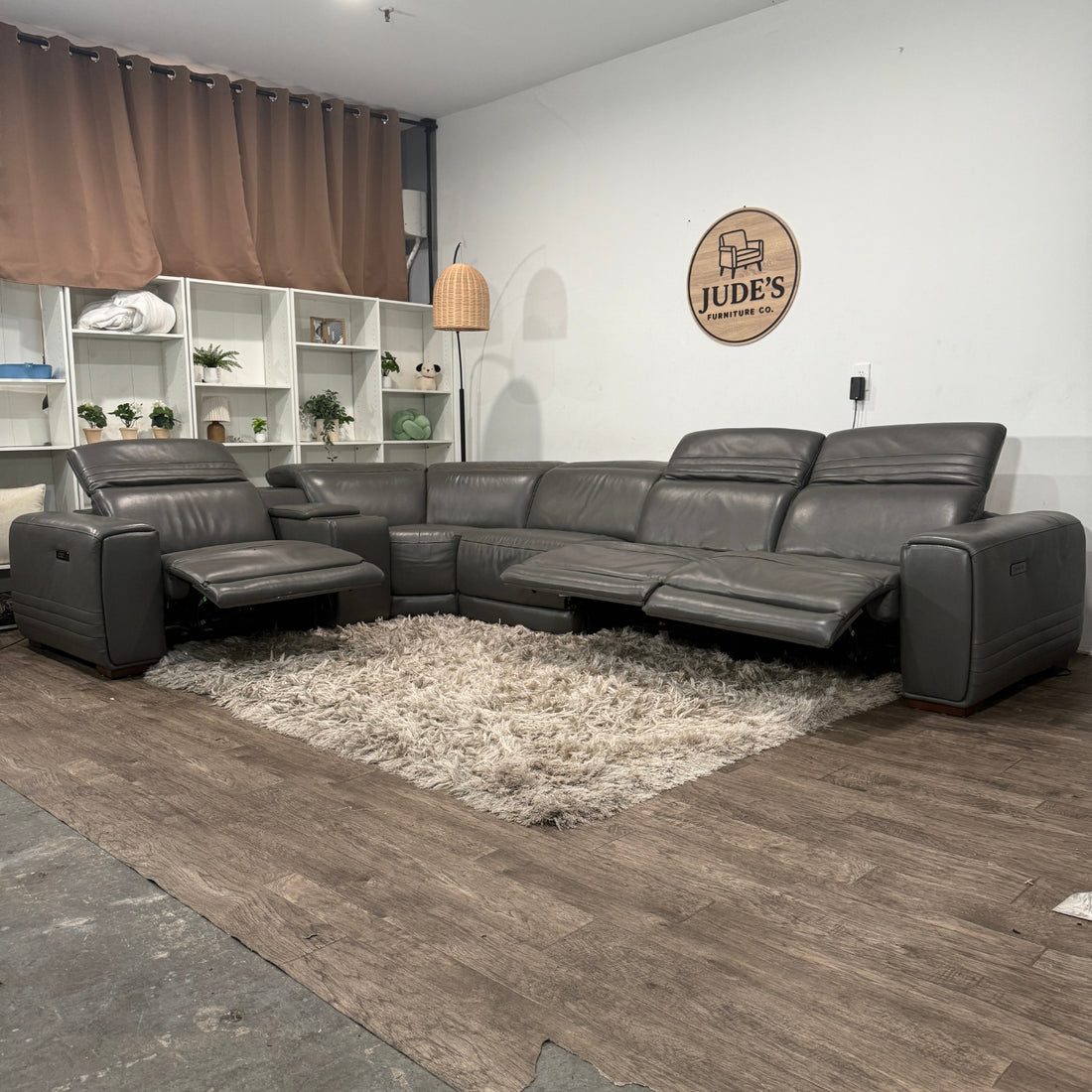 Karson Leather Power Reclining Sectional with Power Headrests