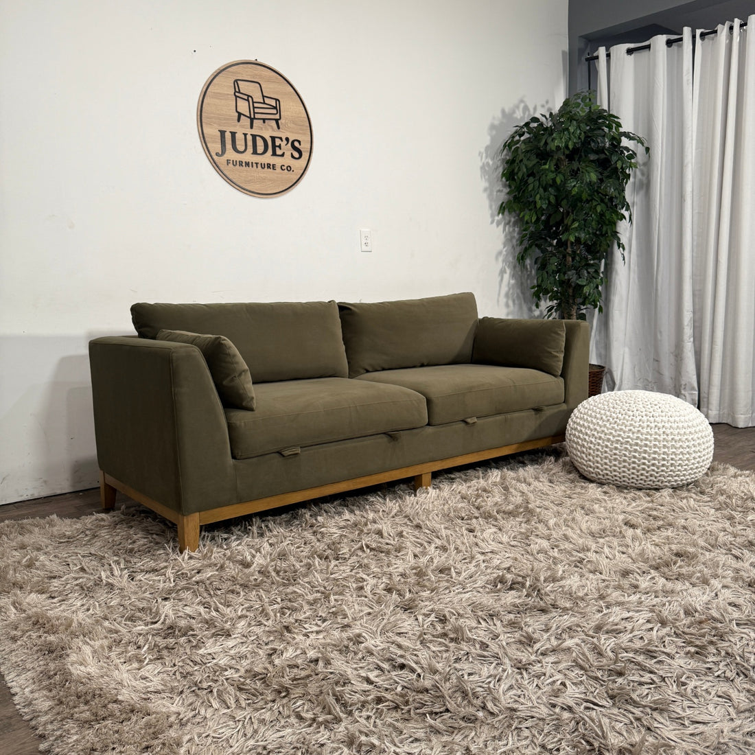 Thomasville Mokena Fabric Stationary Sofa with Storage