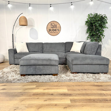 Thomasville Artesia Corduroy Fabric Sectional with Ottoman