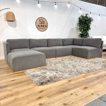 Henredon Murphy Fabric Modular Sectional with Ottoman, Gray