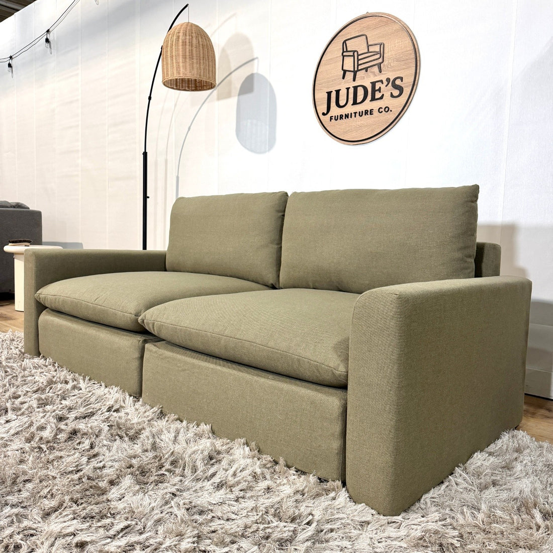Burrow Russet 2-Piece Sofa Moss Green Performance Flatweave