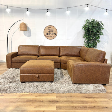 Leon 5-piece Fabric Sectional with Storage Ottoman