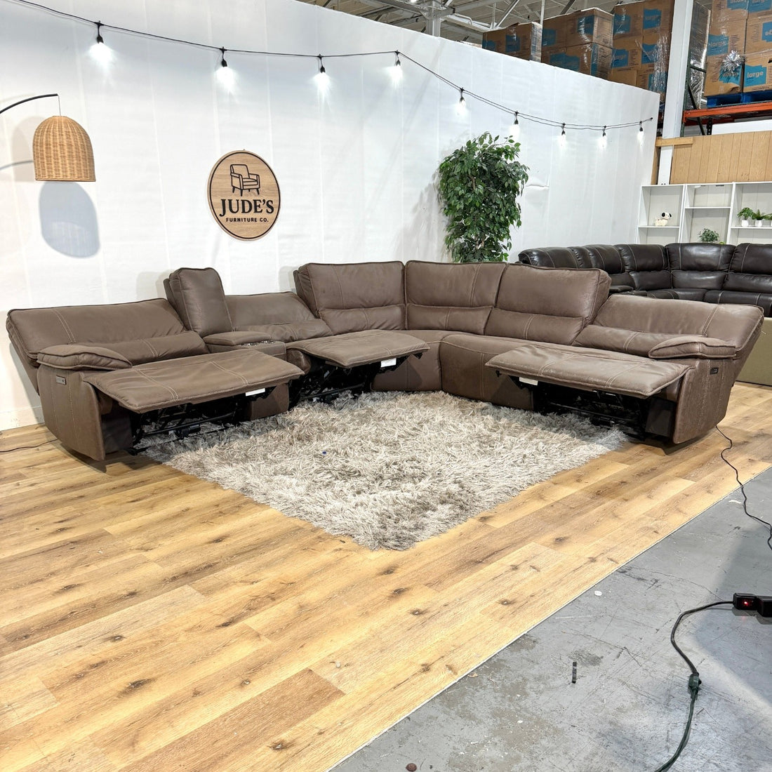 Brower Fabric Power Reclining Sectional with Power Headrests