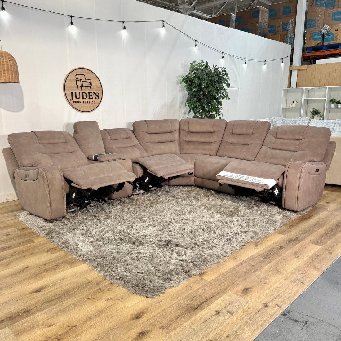 Barcalounger Carmelo Fabric Power Reclining Sectional with Power Headrests